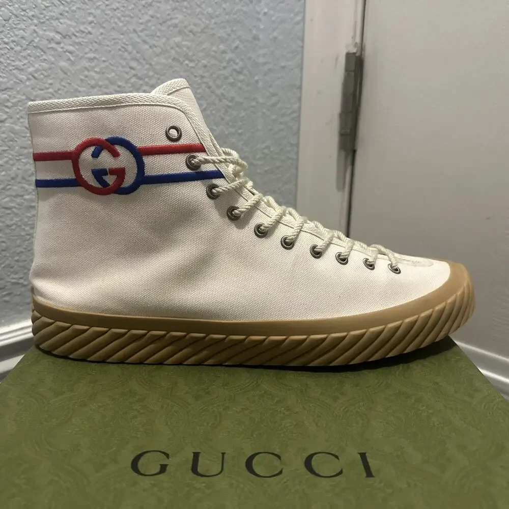 Authentic GUCCI INTERLOCKING G FABRIC BOOTIE SNEAKERS GG 11 (fits USA 12) 703033